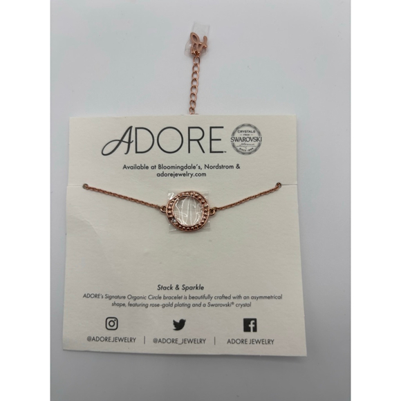 Adore Rose Gold Circle Bracelet Swarovski Crystal Stack & Sparkle NWT - Picture 4 of 6
